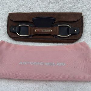 Antonio Melani Vintage Clutch Handbag, Suede Brown Leather